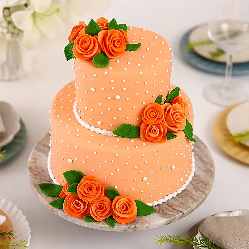 OnlinePeach Roses Truffle 2 Tier Cake