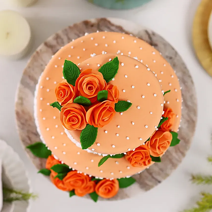 OnlinePeach Roses Truffle 2 Tier Cake