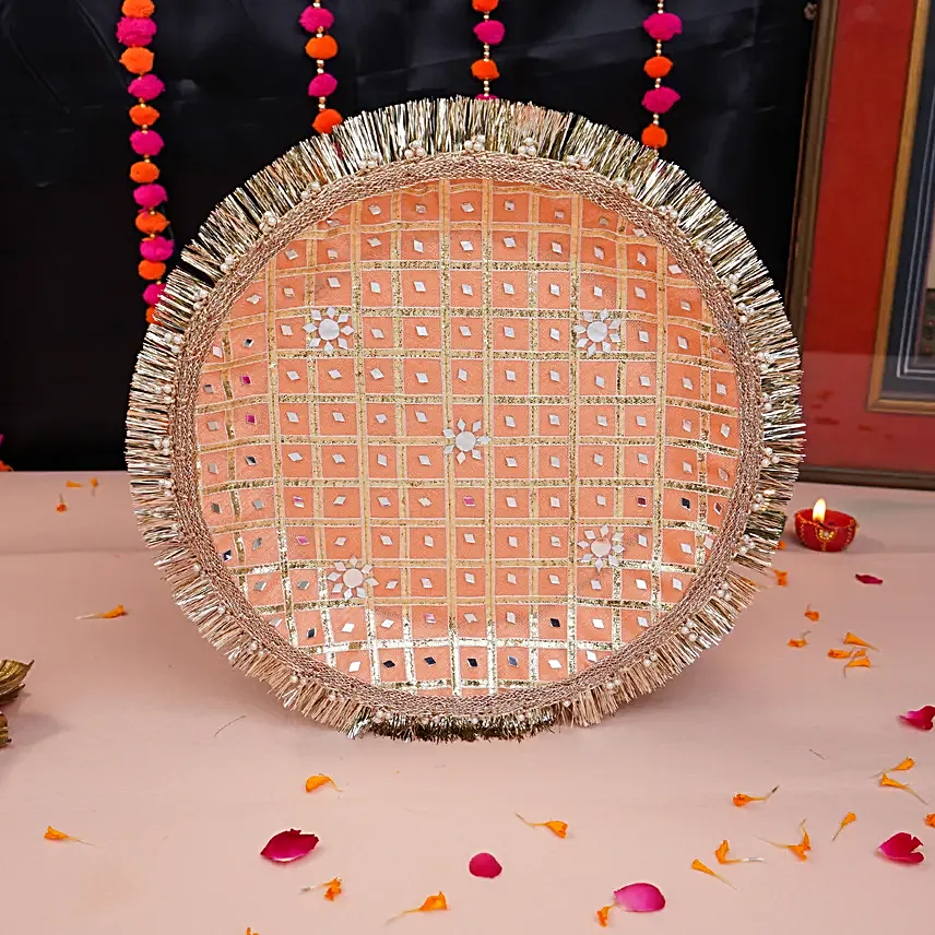 Peachy Love Karwa Chauth Thali Set