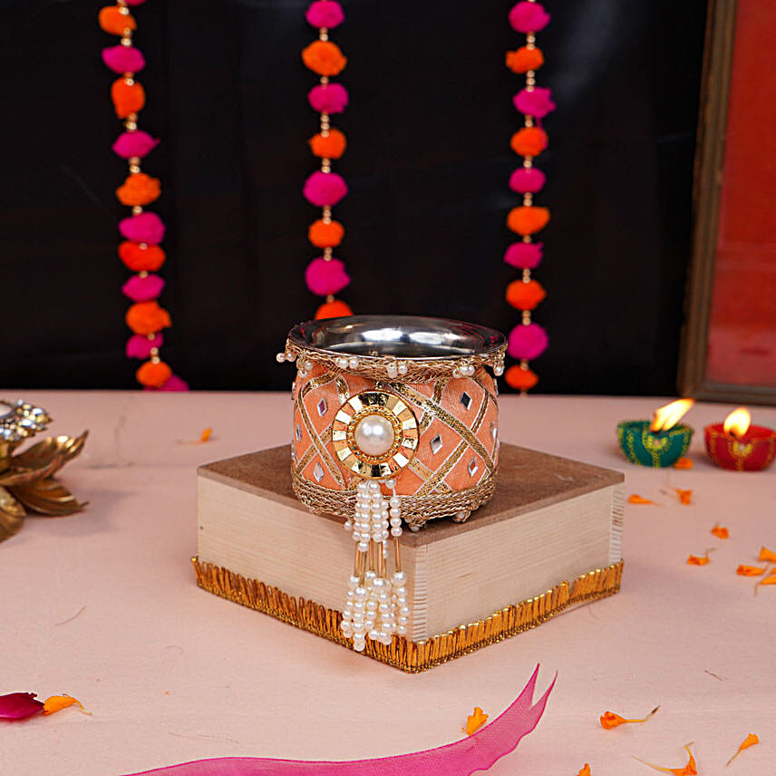 Peachy Love Karwa Chauth Thali Set