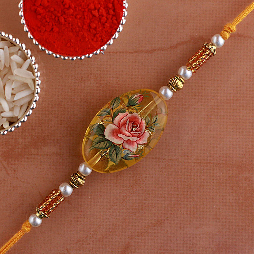 Pearl Blush Pink Rose Rakhi
