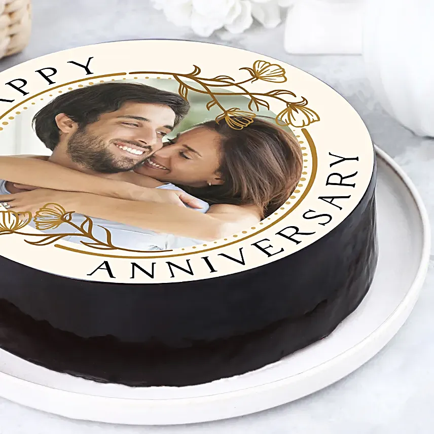 Personalised Anniversary Chocolate Photo Cake Half Kg
