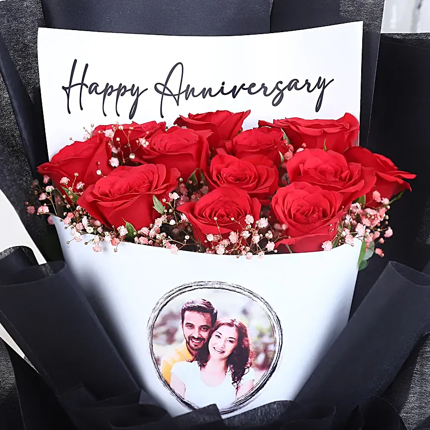 Personalised Anniversary Photo Bouquet N Cake