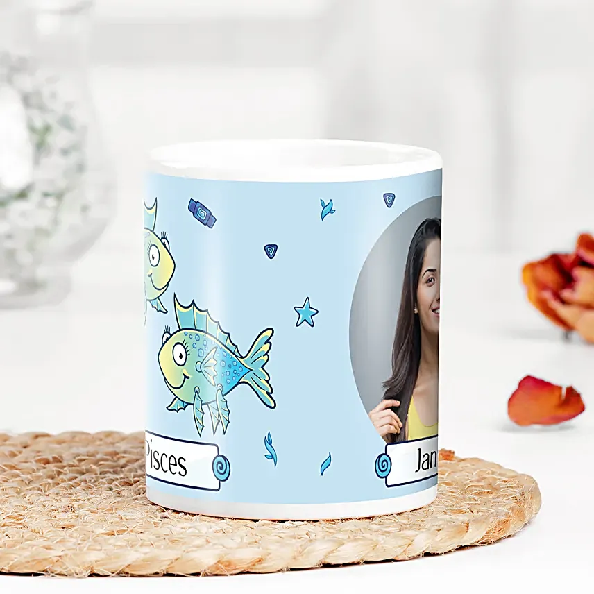Personalised Artistic Pisces Photo Mug
