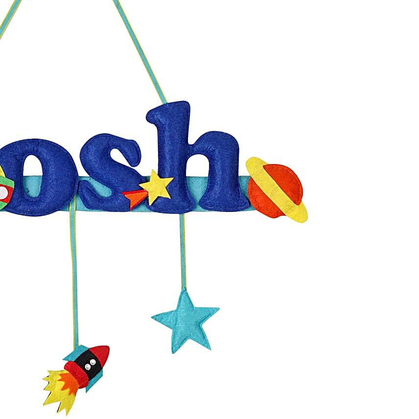 Personalised Astronaut Theme Hanging Name Plate 7 Letter Name