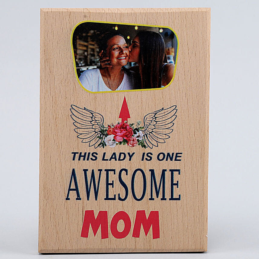 Personalised Awesome Mom Wooden Plaque