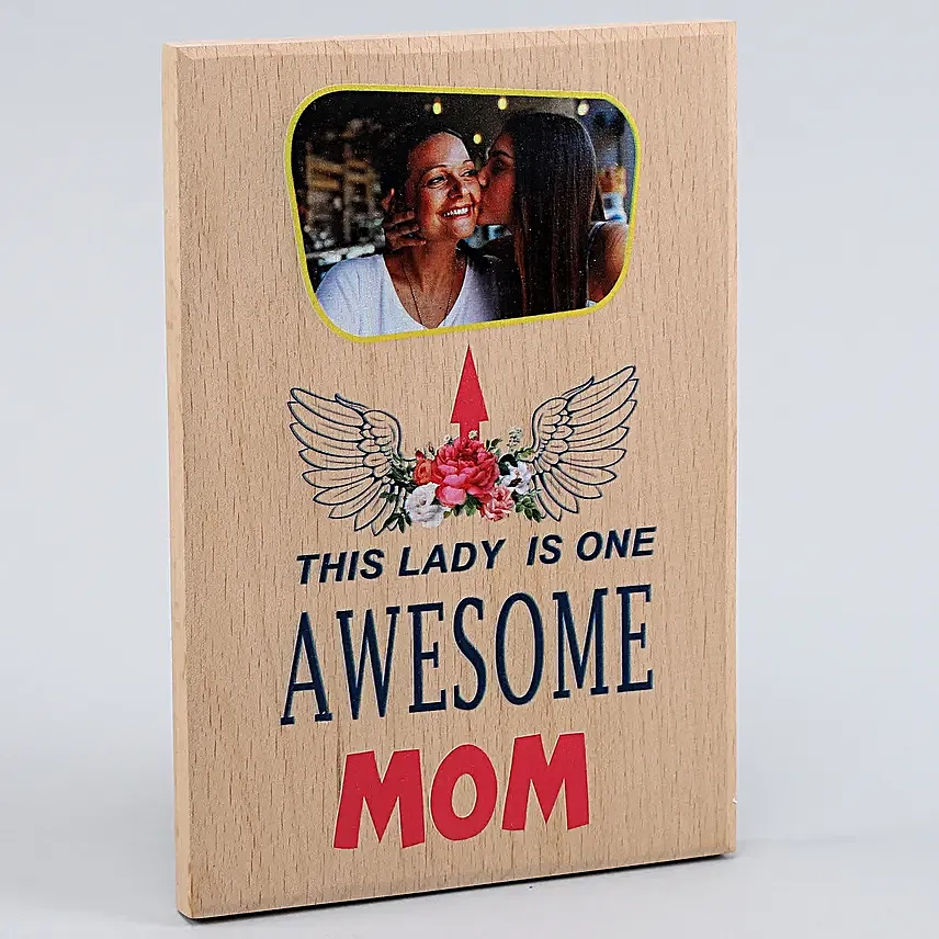 Personalised Awesome Mom Wooden Plaque
