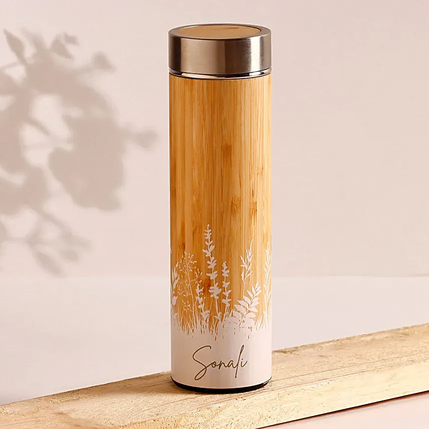 Personalised Bamboo Flask With Tea Strainer