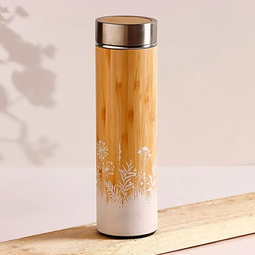 Personalised Bamboo Flask With Tea Strainer