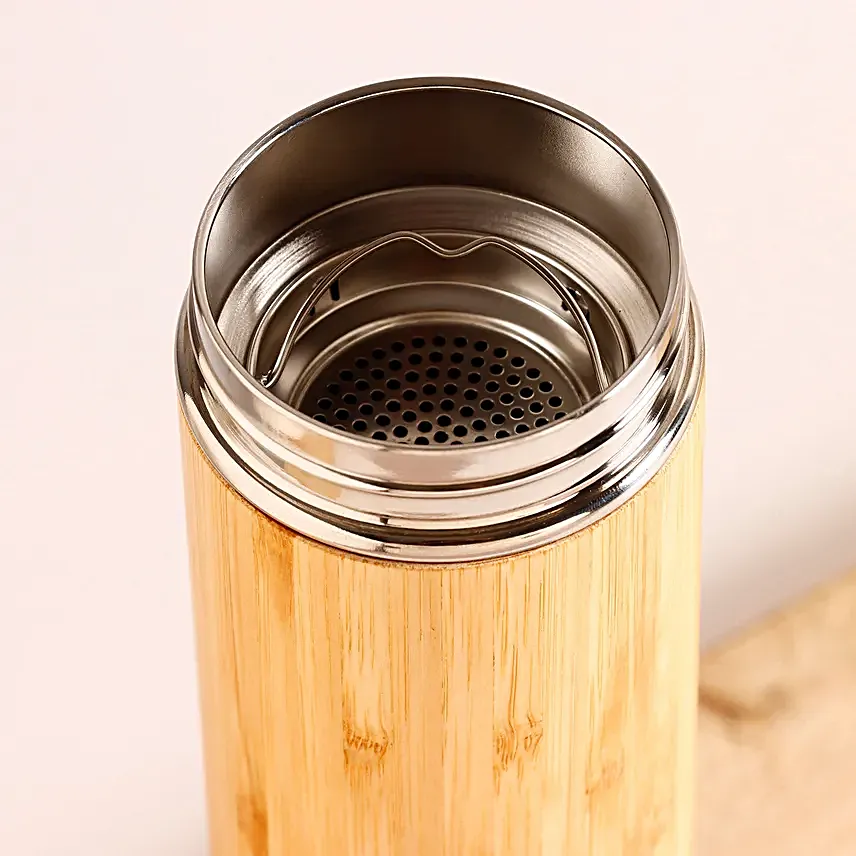 Personalised Bamboo Flask With Tea Strainer
