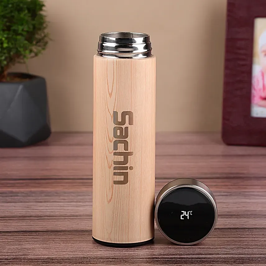 Personalised Bamboo LED Flask