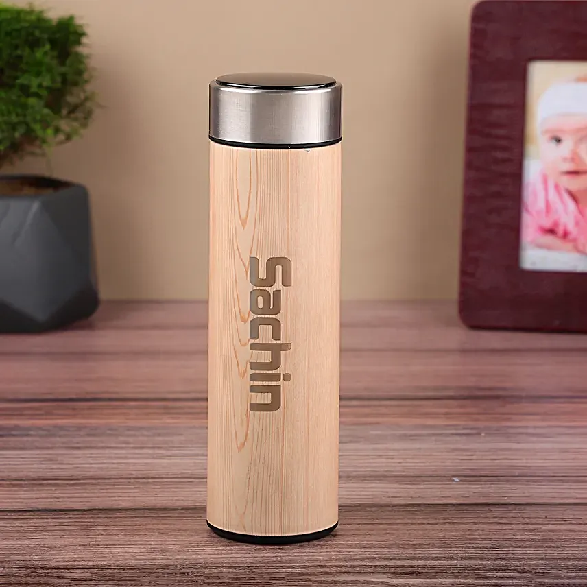 Personalised Bamboo LED Flask