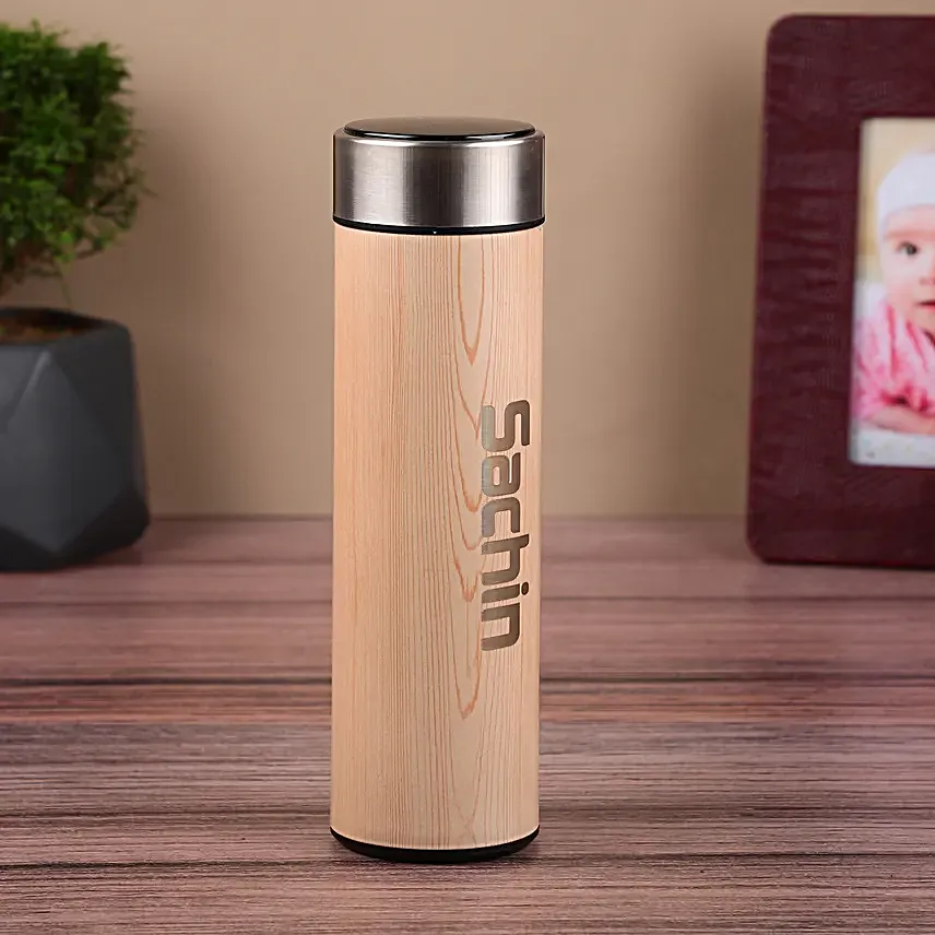 Personalised Bamboo LED Flask