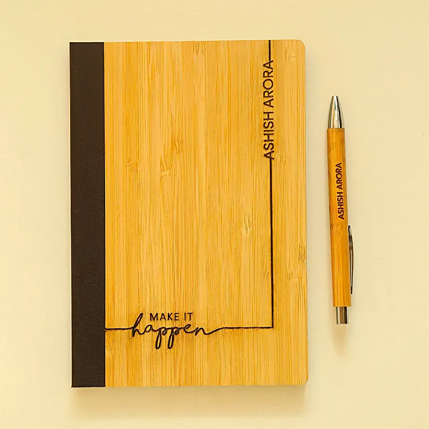 Personalised Bamboo Notebook N Pen Set