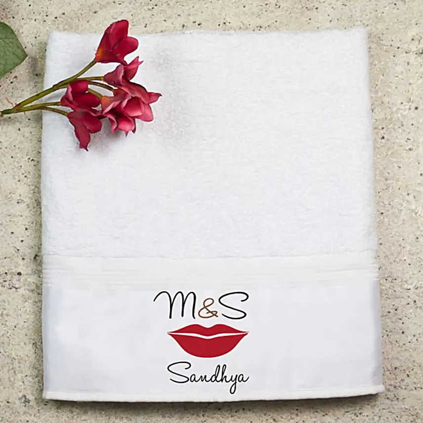 Personalised Bath Towel Set For Couple
