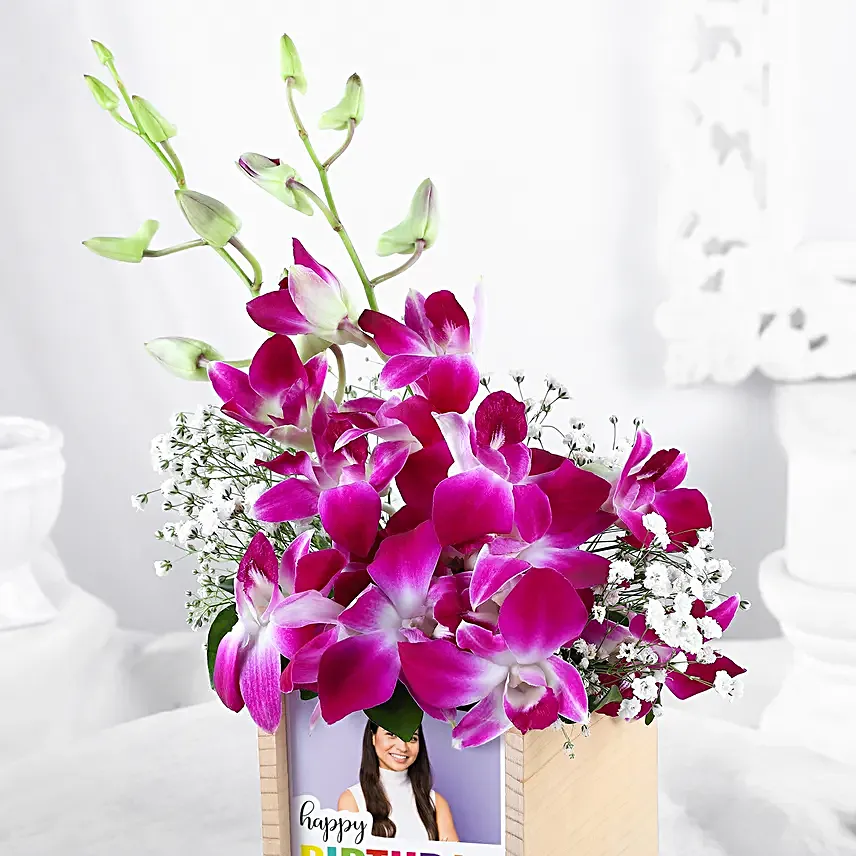 Personalised Birthday Orchids Wishes In Table Organiser