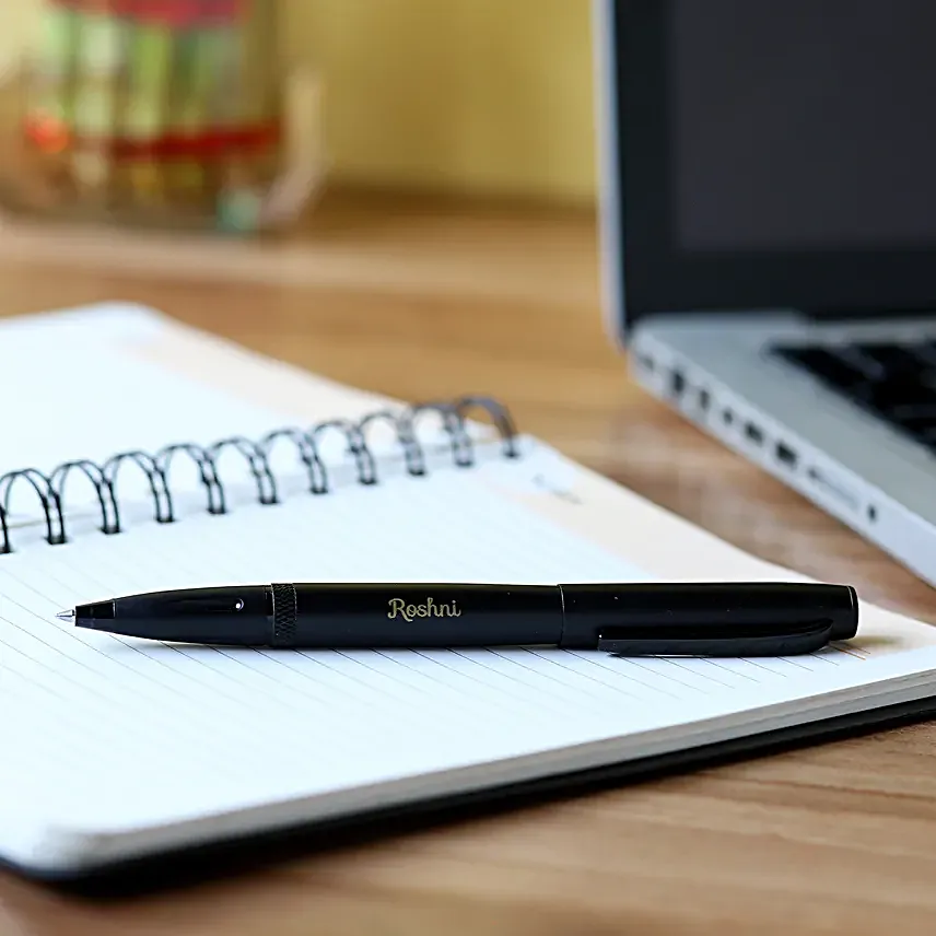 Personalised Black Body Roller Pen