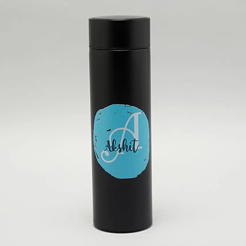 Personalised Black LED Temperature Bottle