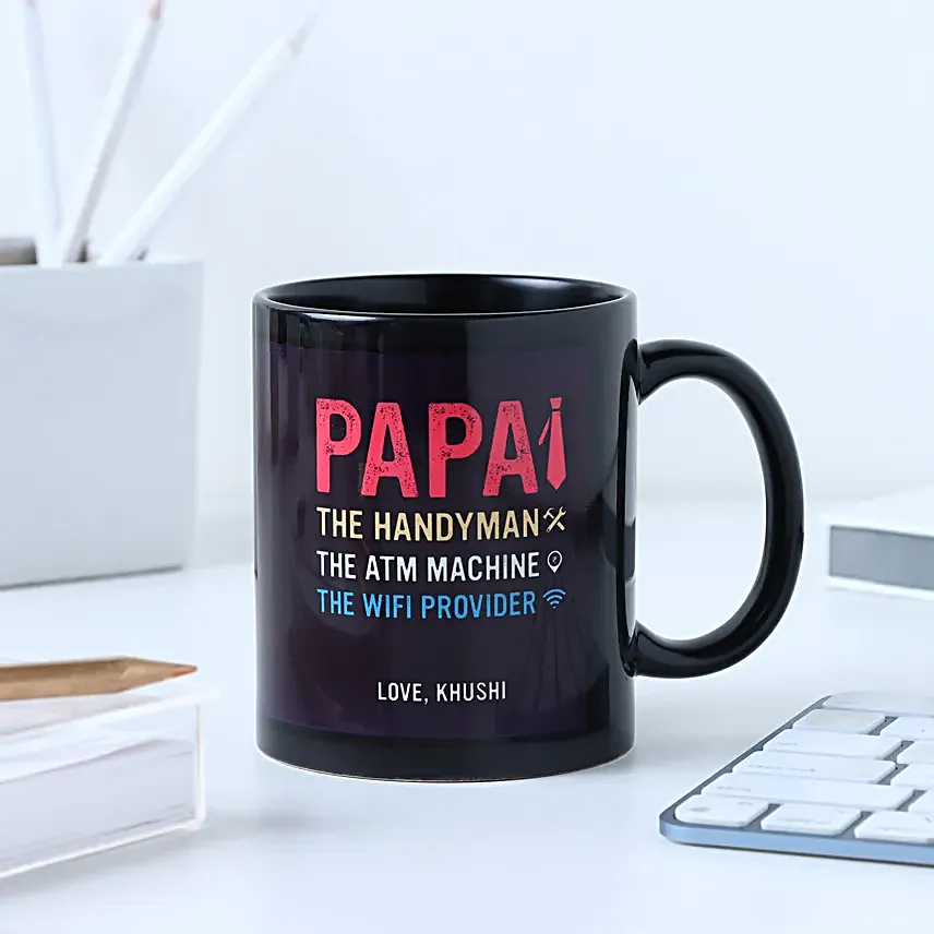 Personalised Black Mug for Dad
