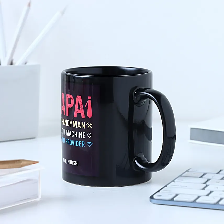 Personalised Black Mug for Dad