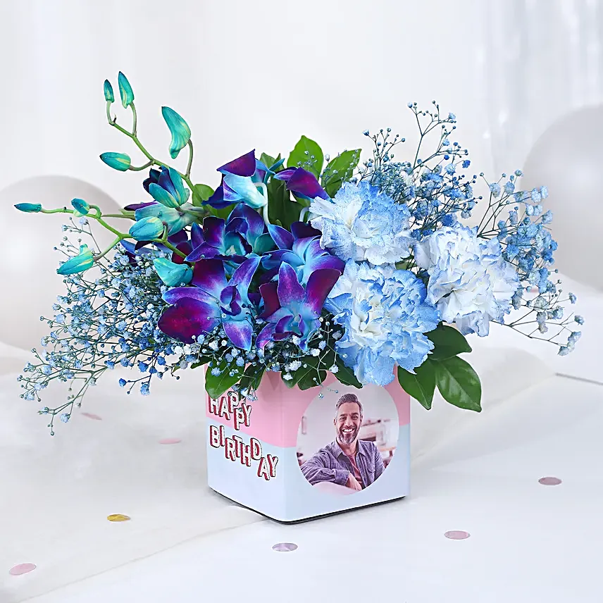 Personalised Blooming Birthday Vase N Cream Cake