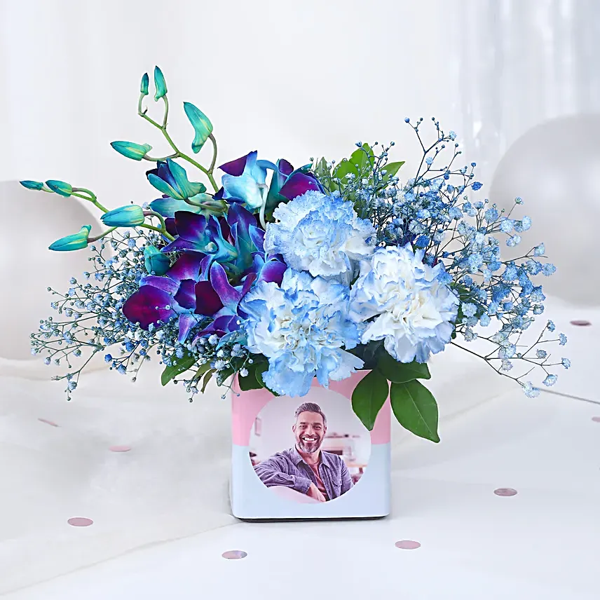 Personalised Blooming Birthday Vase N Cream Cake