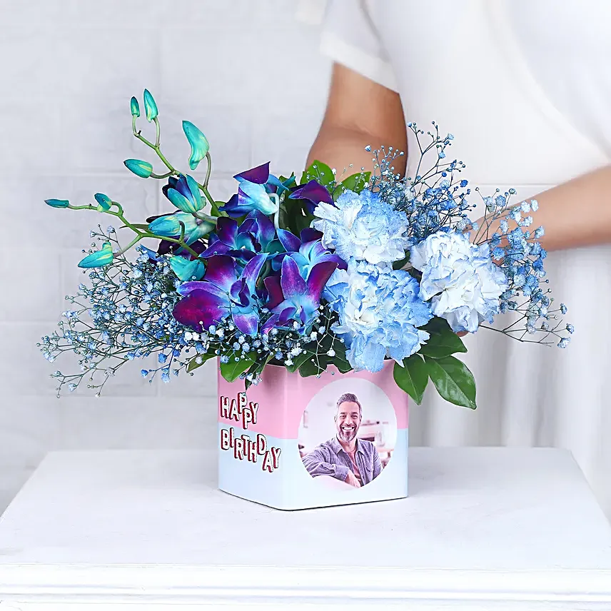 Personalised Blooming Birthday Vase N Cream Cake