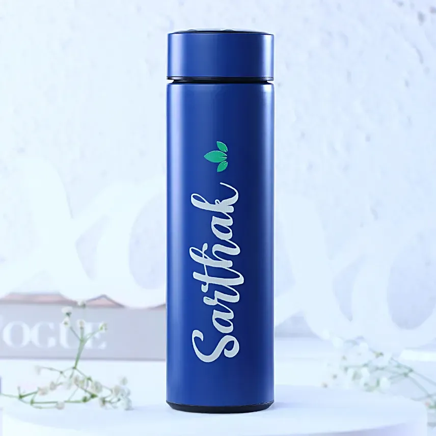 Personalised Blue LED Temperature Bottle