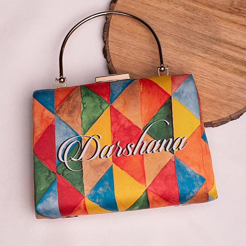 Personalised Colourful Abstract Art Clutch Bag