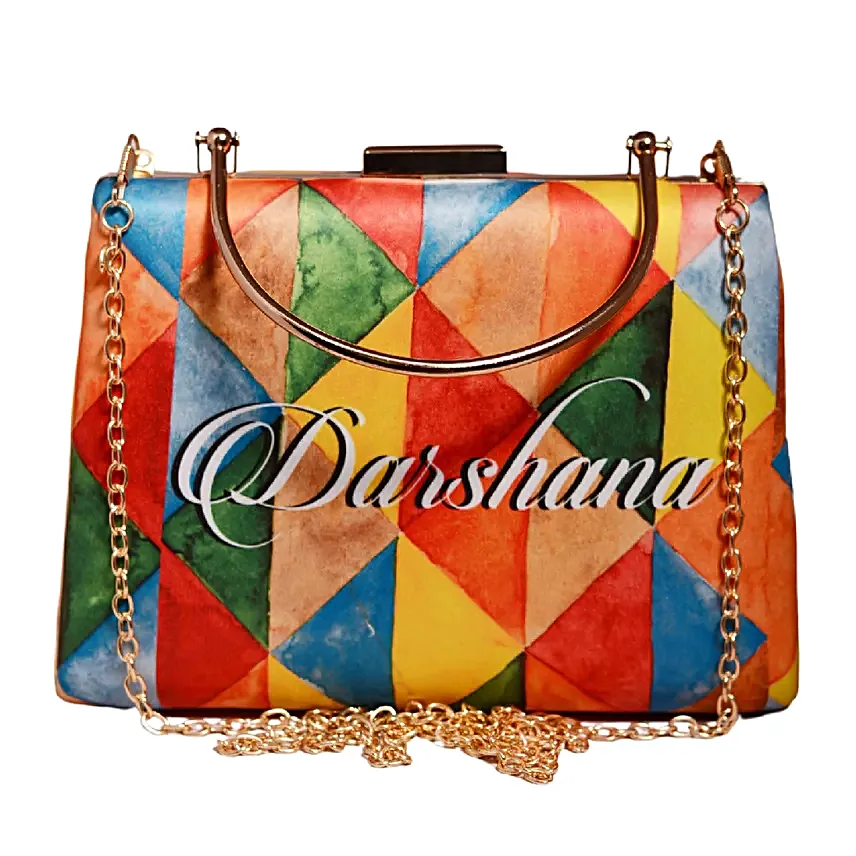 Personalised Colourful Abstract Art Clutch Bag