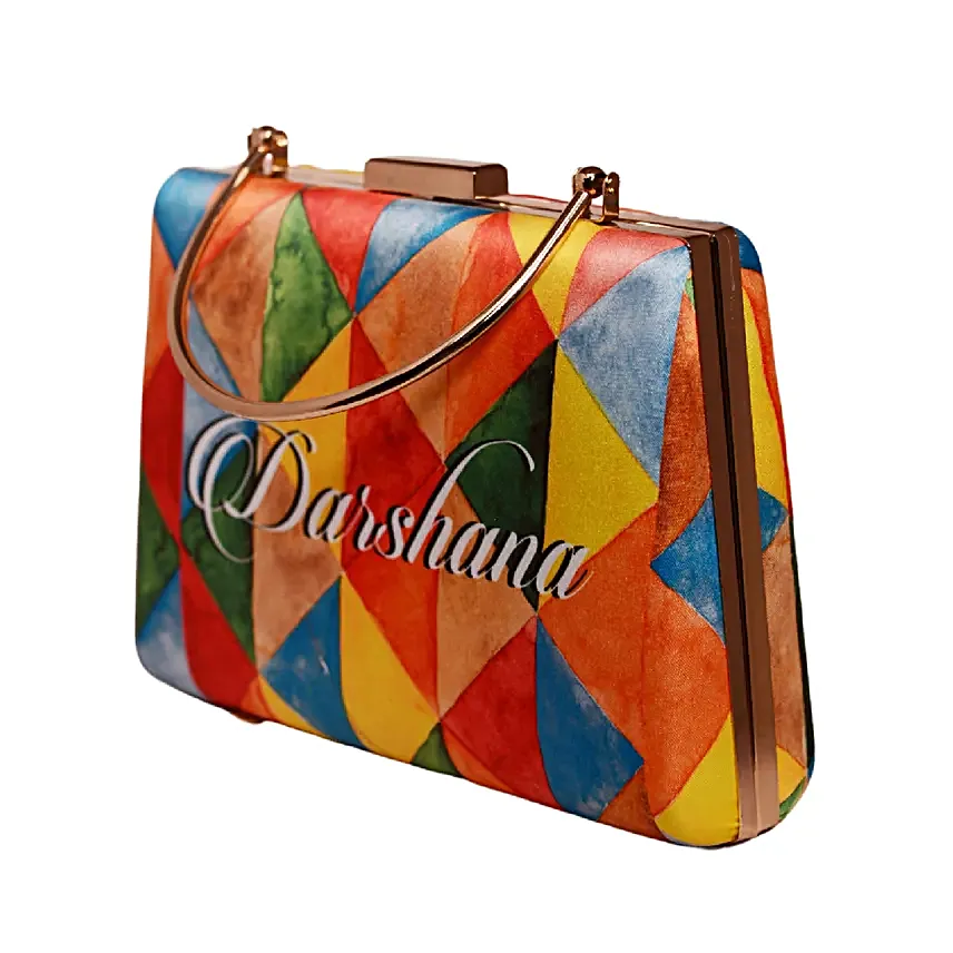 Personalised Colourful Abstract Art Clutch Bag