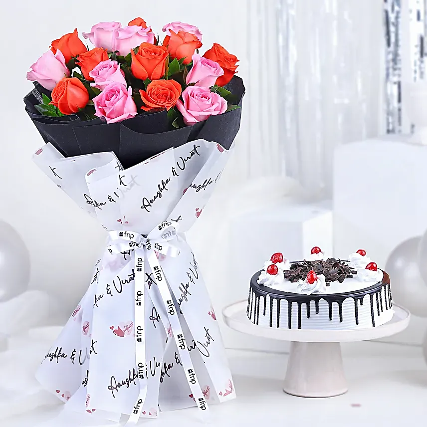 Personalised Couple Love Bouquet N Sumptuous Cake