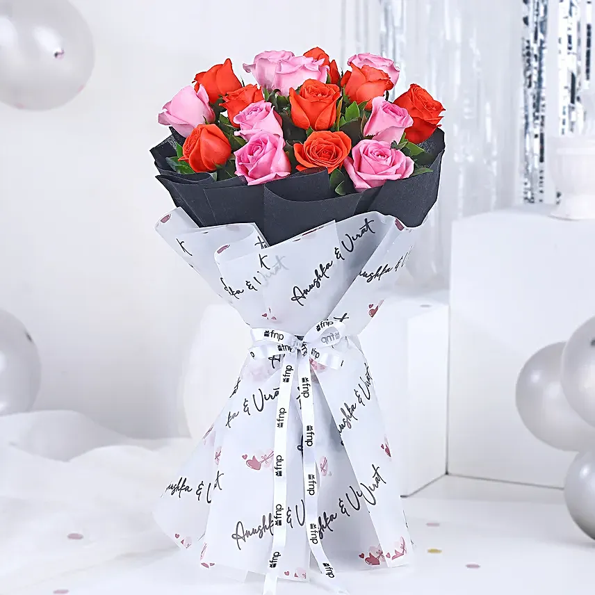 Personalised Couple Love Bouquet N Sumptuous Cake