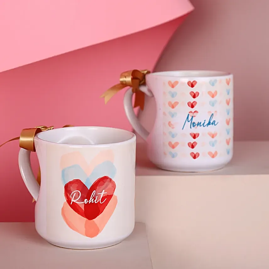 Personalised Curved Heart Mugs