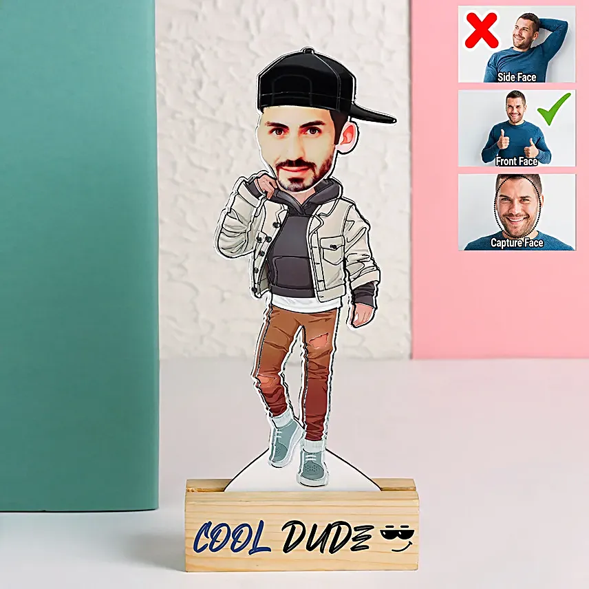 Personalised Denim Smart Boy Caricature