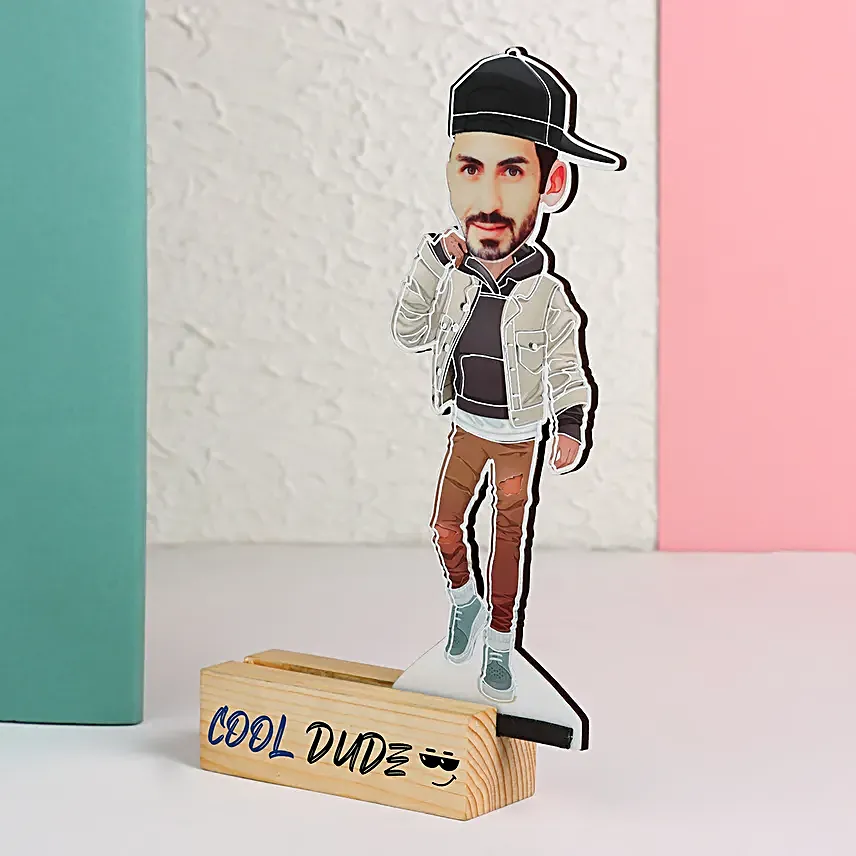 Personalised Denim Smart Boy Caricature