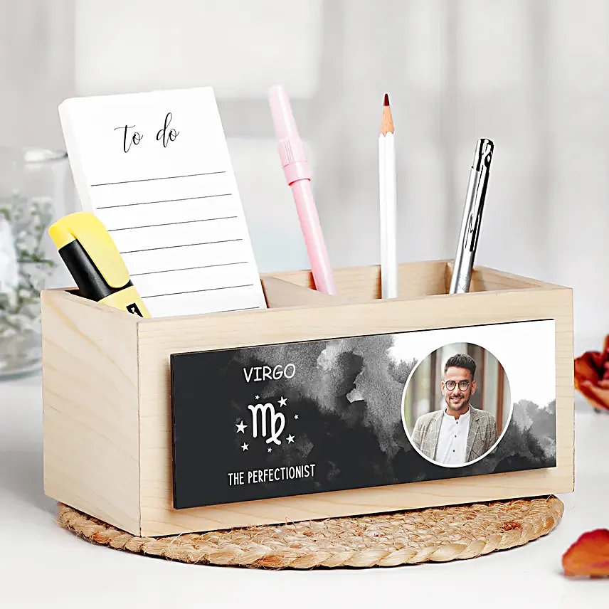 Personalised Desk Organiser For Virgo Buddy