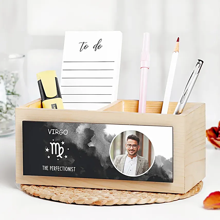 Personalised Desk Organiser For Virgo Buddy