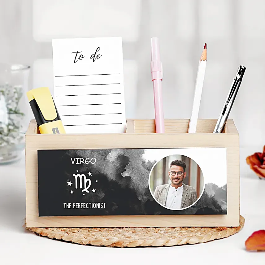 Personalised Desk Organiser For Virgo Buddy