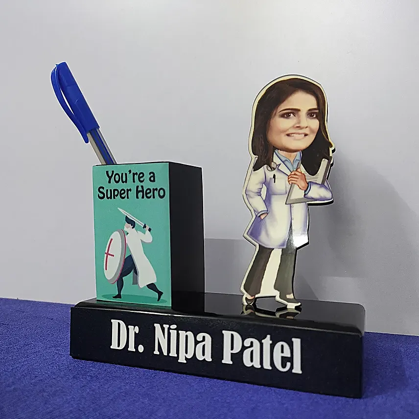 Personalised Doctor Caricature Pen Stand