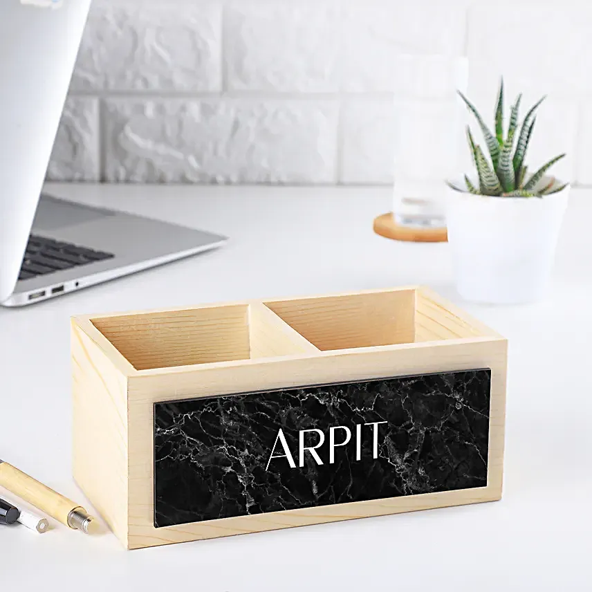 Personalised Double Slot Pen Stand