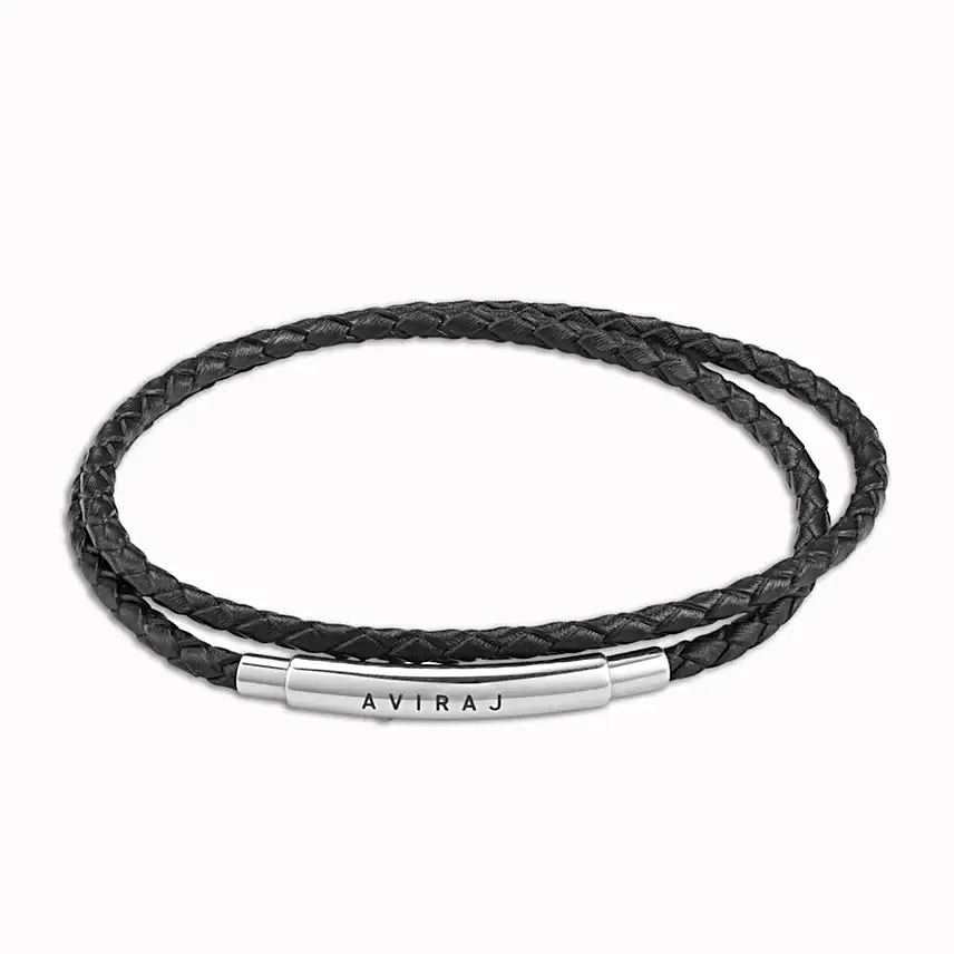 Personalised Duo Link Leather Bracelet