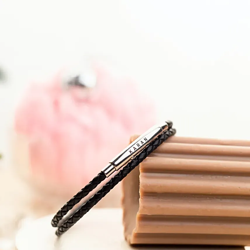 Personalised Duo Link Leather Bracelet