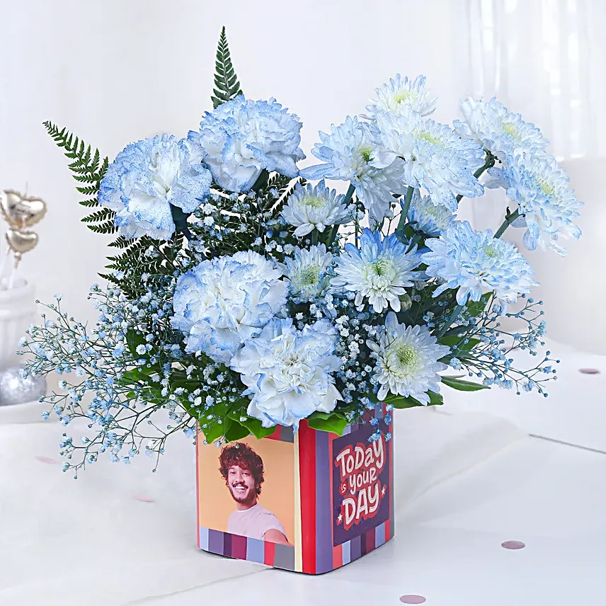 Personalised Enchanted Flowers Vase N Truffle Cake