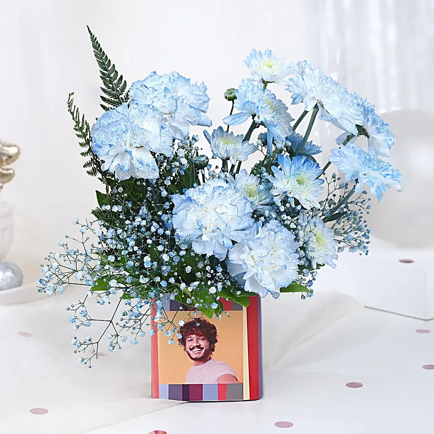 Personalised Enchanted Flowers Vase N Truffle Cake