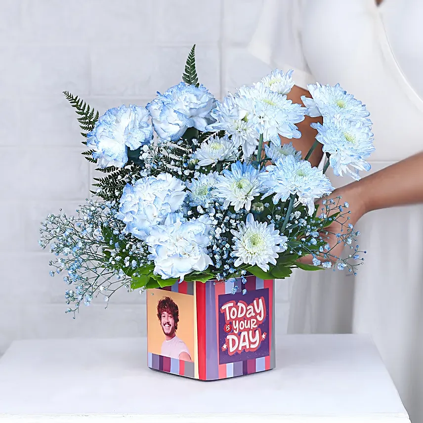 Personalised Enchanted Flowers Vase N Truffle Cake