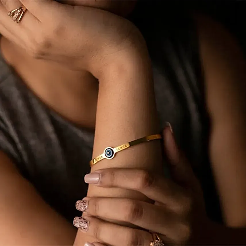 Personalised Evil Eye Gold Touch Bracelet
