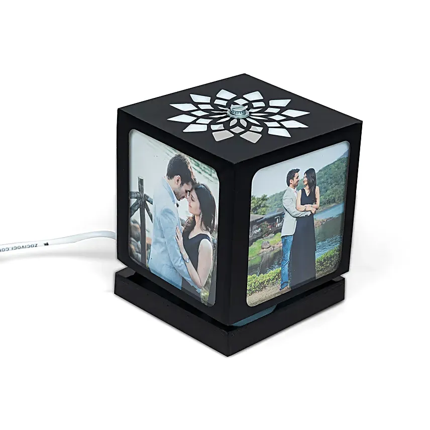 Personalised Floral Top Rotating Photo Lamp