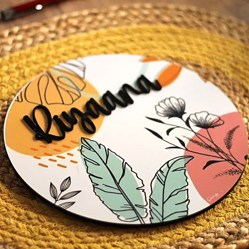 Personalised Flower Nameplate