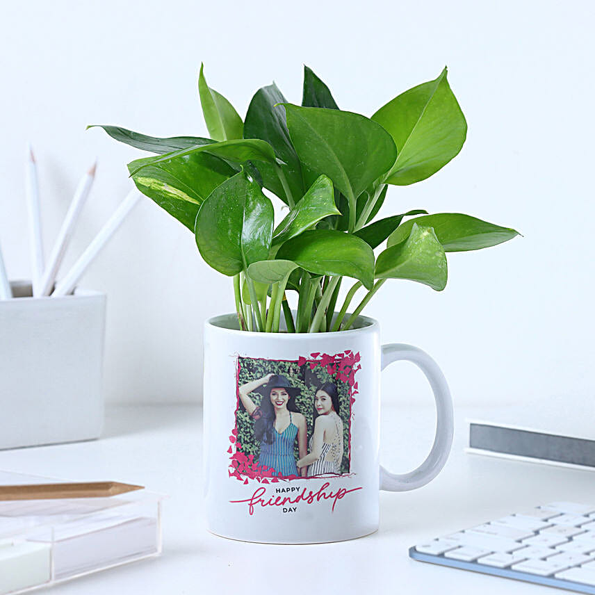 Personalised Friendship Day Mug N Money Plant Combo